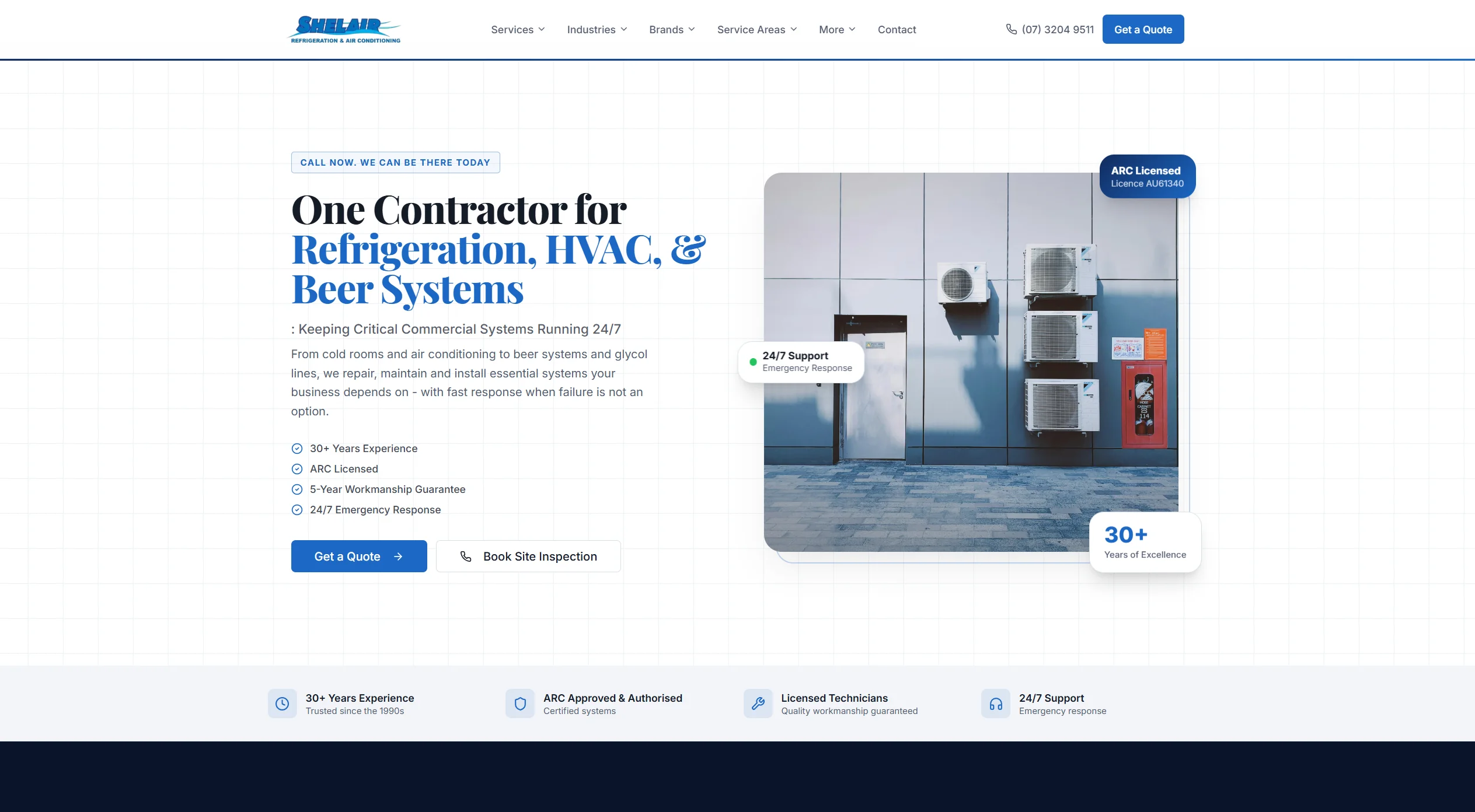 Shelair — Refrigeration & Air Conditioning — redesigned homepage